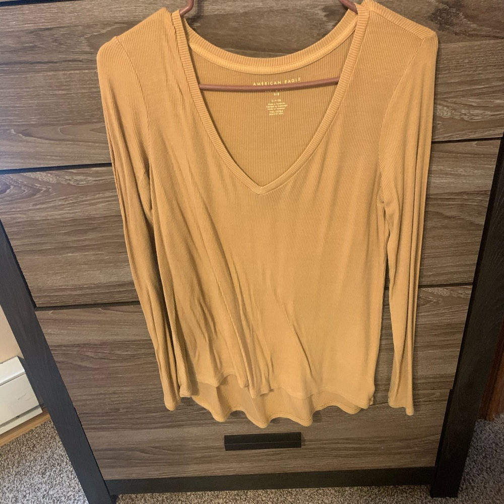 Long sleeve yellow v-neck